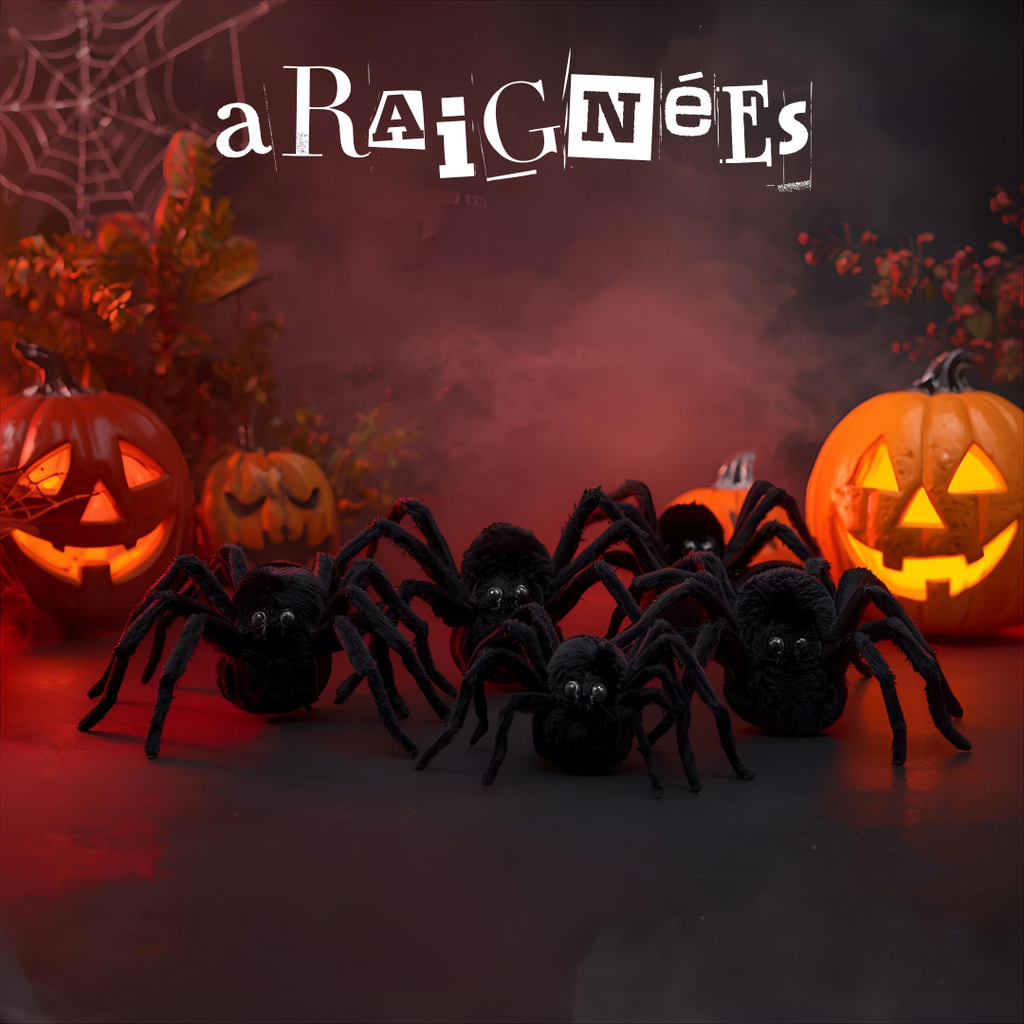 Araignée géante noire – Décoration d’Halloween réaliste de 30 à 200 cm