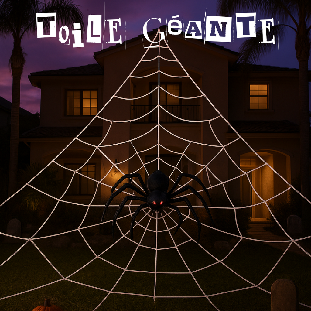 Toile d’Araignée XXL Halloween – Filet Triangulaire 7x5 m