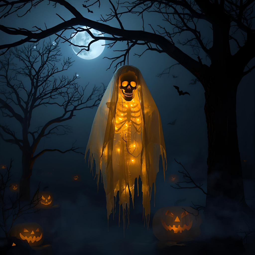 Squelette Fantôme LED à Suspendre – Décoration Extérieure Halloween