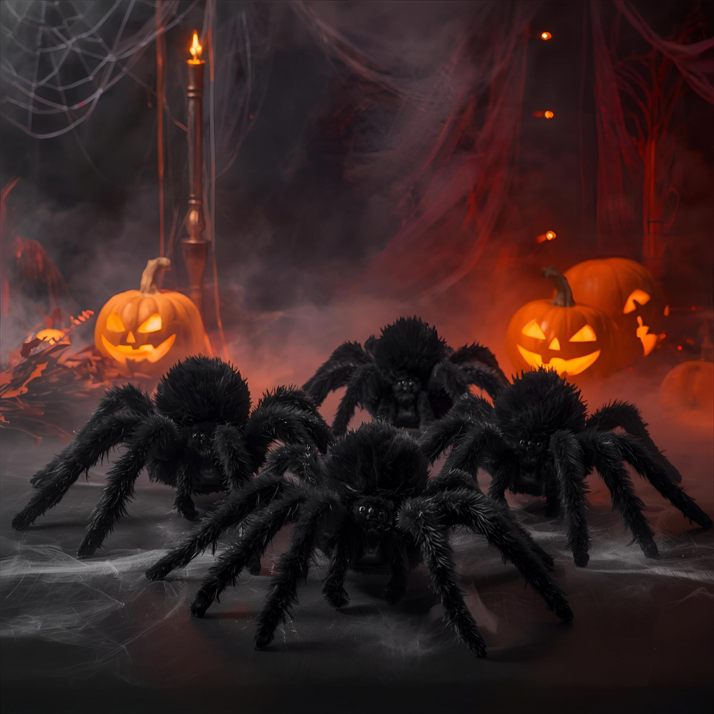 Araignée géante noire – Décoration d’Halloween réaliste de 30 à 200 cm