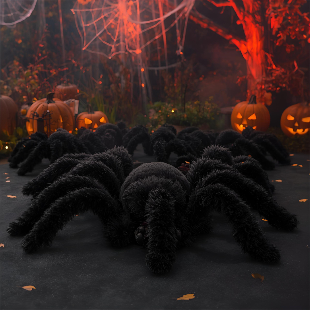 Araignée géante noire – Décoration d’Halloween réaliste de 30 à 200 cm