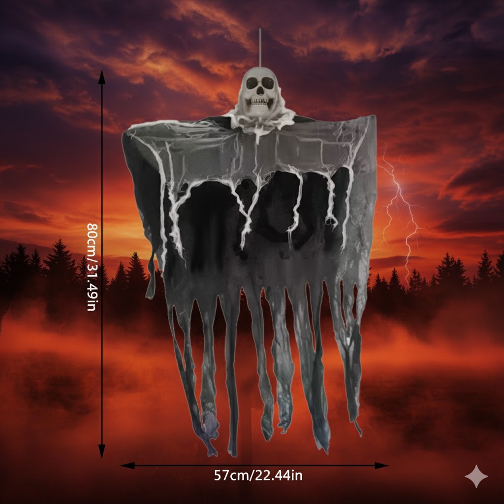 Squelette Fantôme LED à Suspendre – Décoration Extérieure Halloween