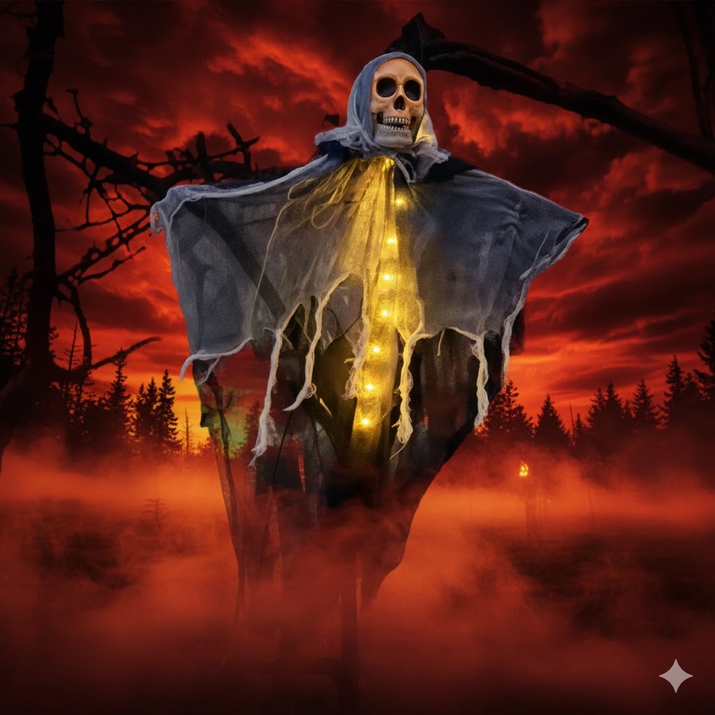 Squelette Fantôme LED à Suspendre – Décoration Extérieure Halloween