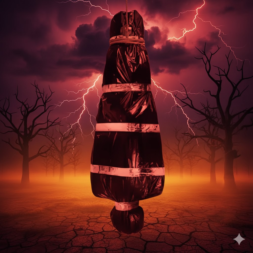 Cadavre suspendu 150 cm – Décoration d’Halloween réaliste pour maison hantée