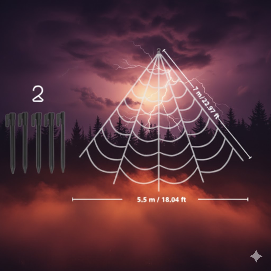 Toile d’Araignée XXL Halloween – Filet Triangulaire 7x5 m