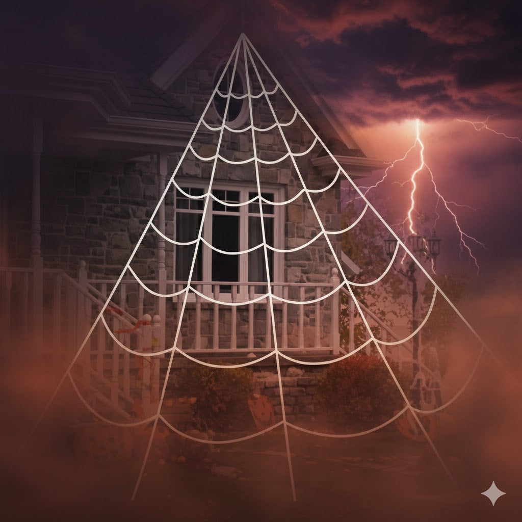 Toile d’Araignée XXL Halloween – Filet Triangulaire 7x5 m