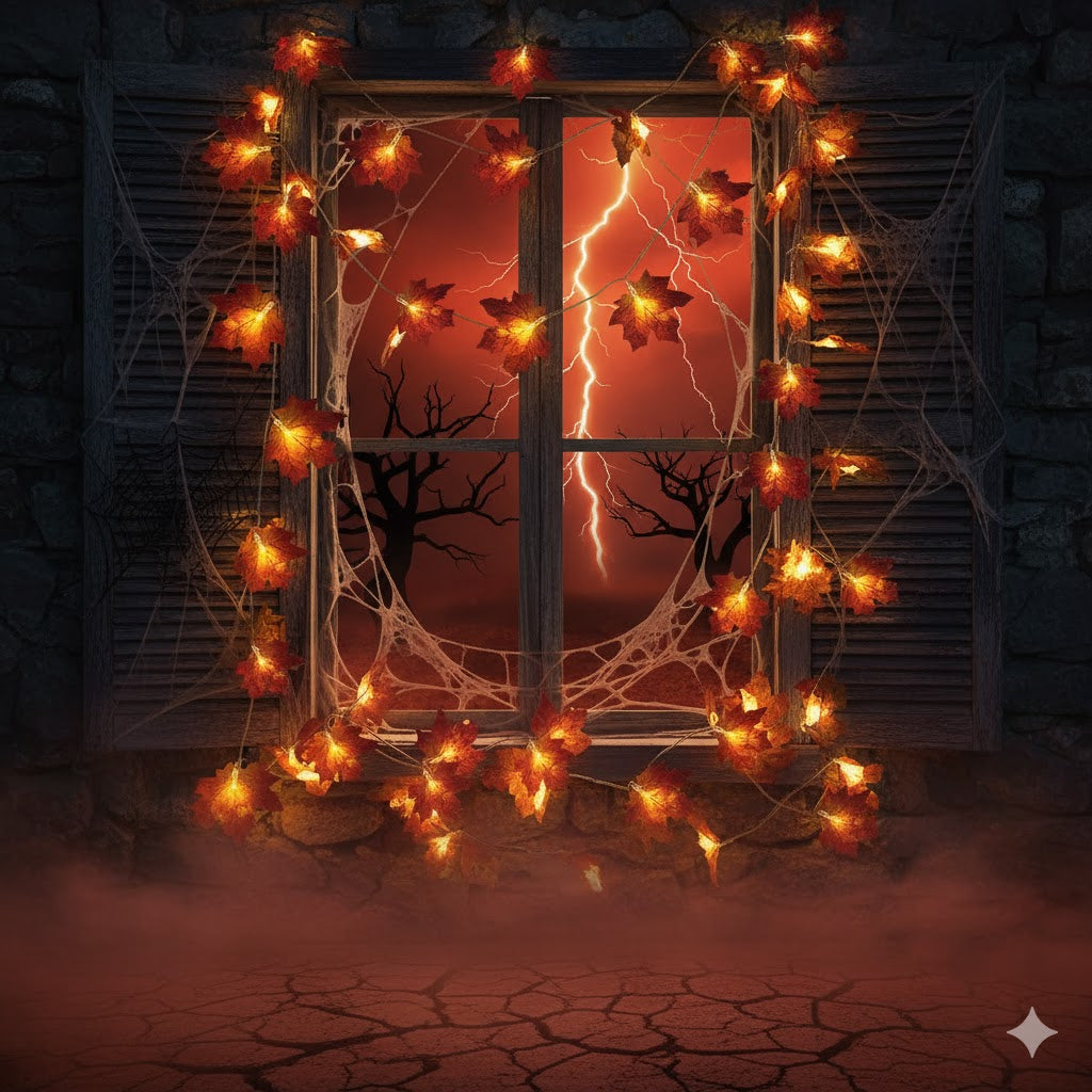 Guirlande lumineuse feuilles d’érable – 20 à 40 LED, étanche, déco d’automne et Halloween