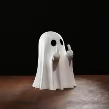 Figurine Fantôme Halloween Insolente – Fantôme Doigt d’Honneur (8 cm, Blanc ou Noir)