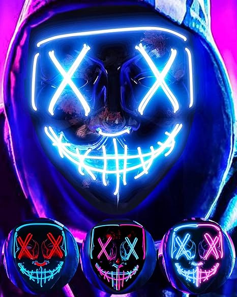 Masque LED Purge Halloween – 3 Modes Lumineux
