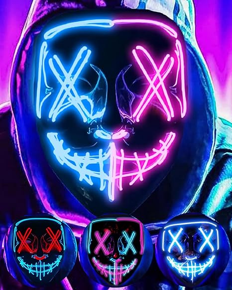 Masque LED Purge Halloween – 3 Modes Lumineux