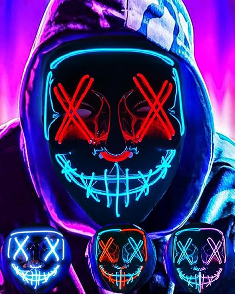 Masque LED Purge Halloween – 3 Modes Lumineux