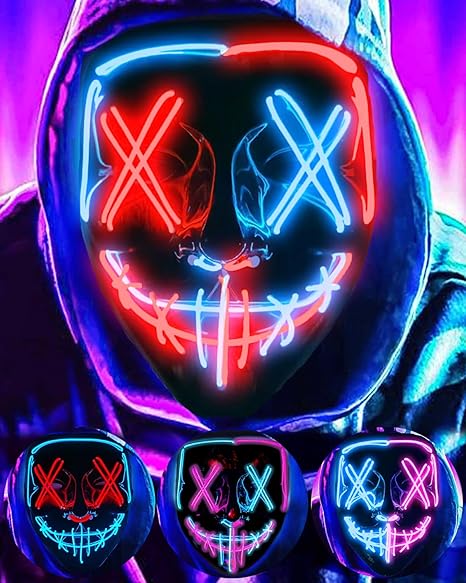 Masque LED Purge Halloween – 3 Modes Lumineux