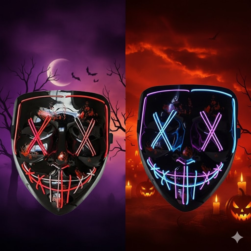 Masque LED Purge Halloween – 3 Modes Lumineux