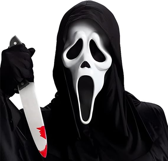 Masque Scream réaliste avec faux couteau – Déguisement Ghostface d’Halloween terrifiant