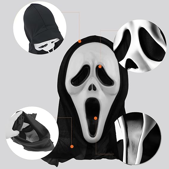Masque Scream réaliste avec faux couteau – Déguisement Ghostface d’Halloween terrifiant