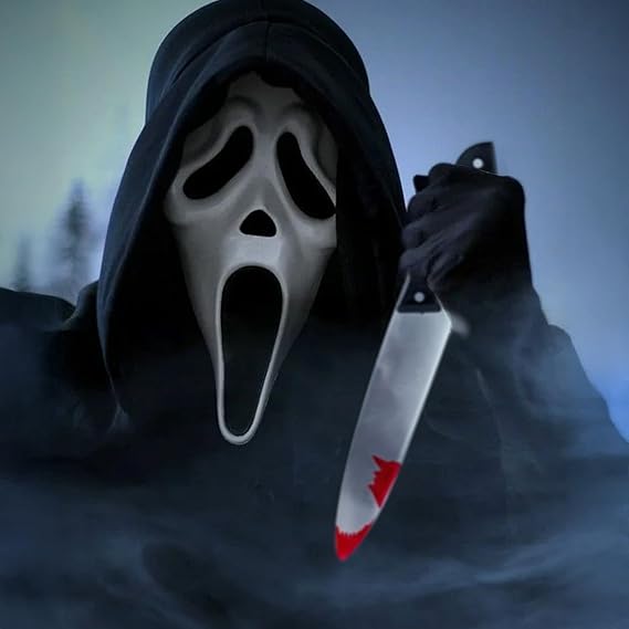 Masque Scream réaliste avec faux couteau – Déguisement Ghostface d’Halloween terrifiant