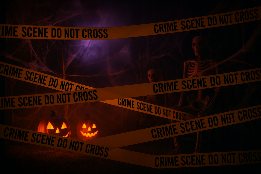 une scène d'halloween remplie de rubalise scène de crime